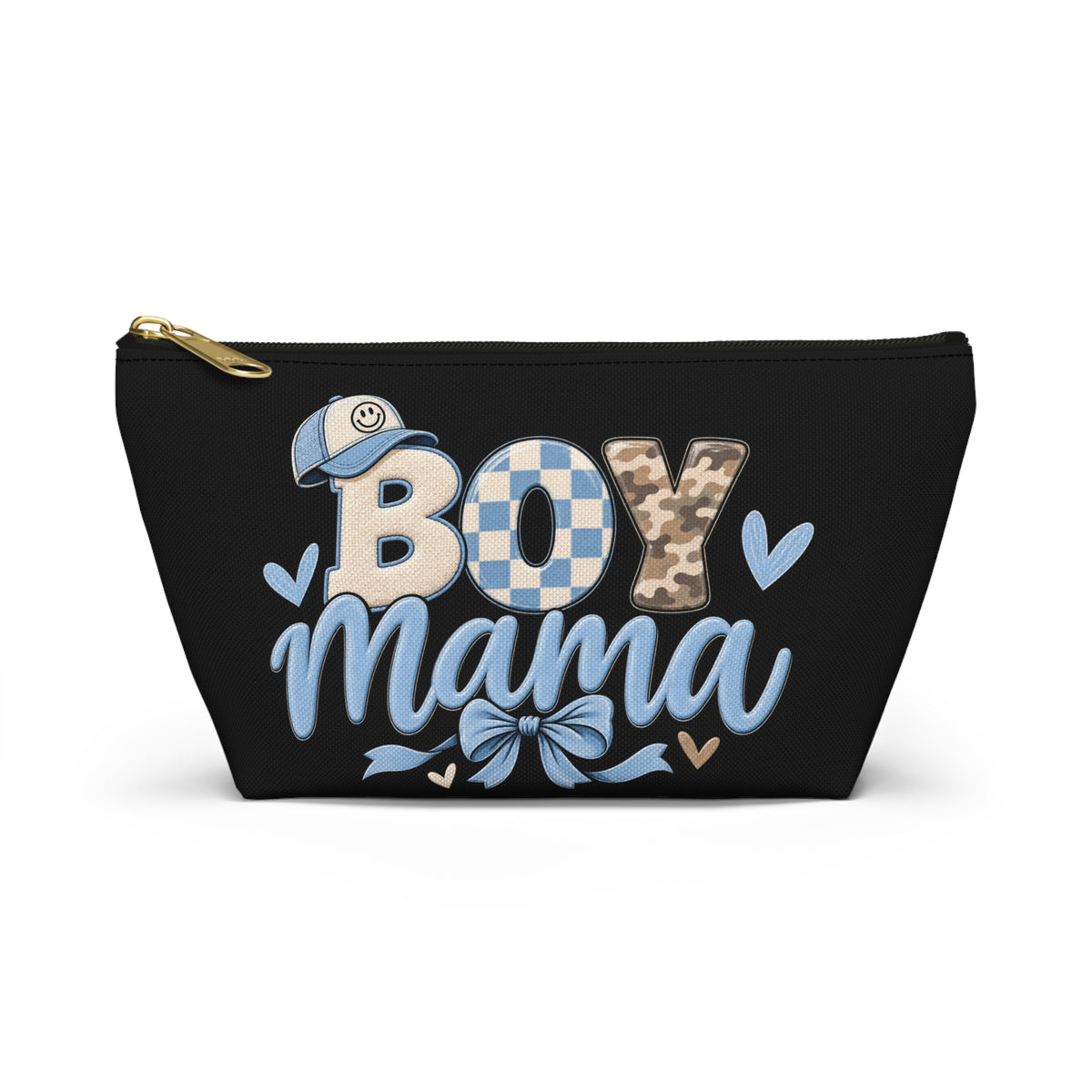 Boy Mama Floral Script Accessory Pouch