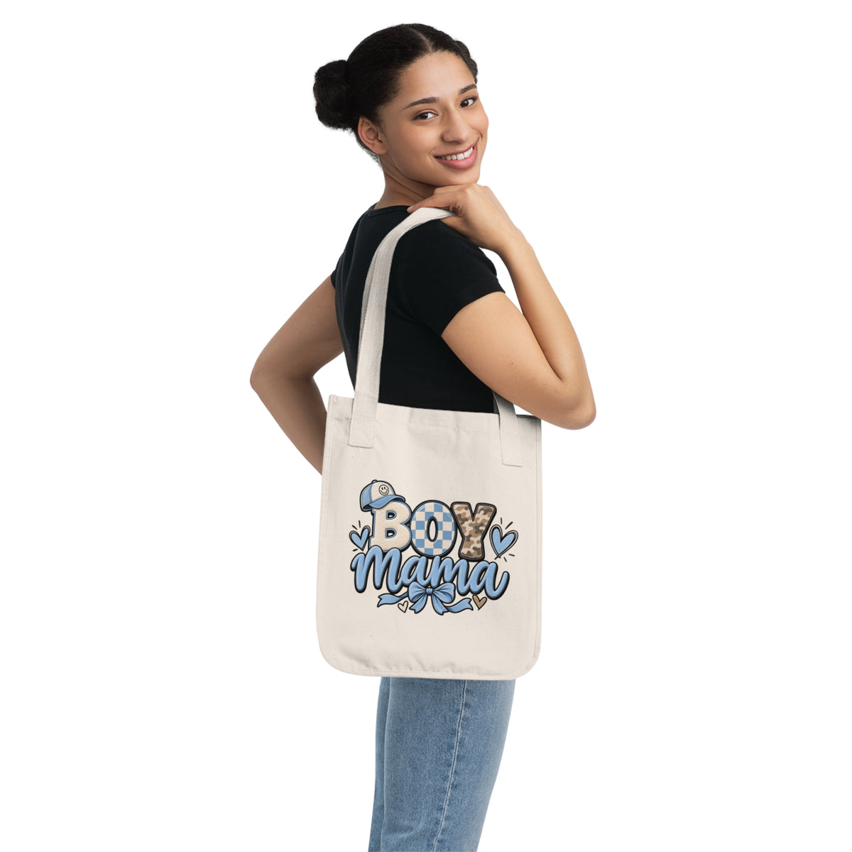 Boy Mama Graphic Organic Canvas Tote Bag