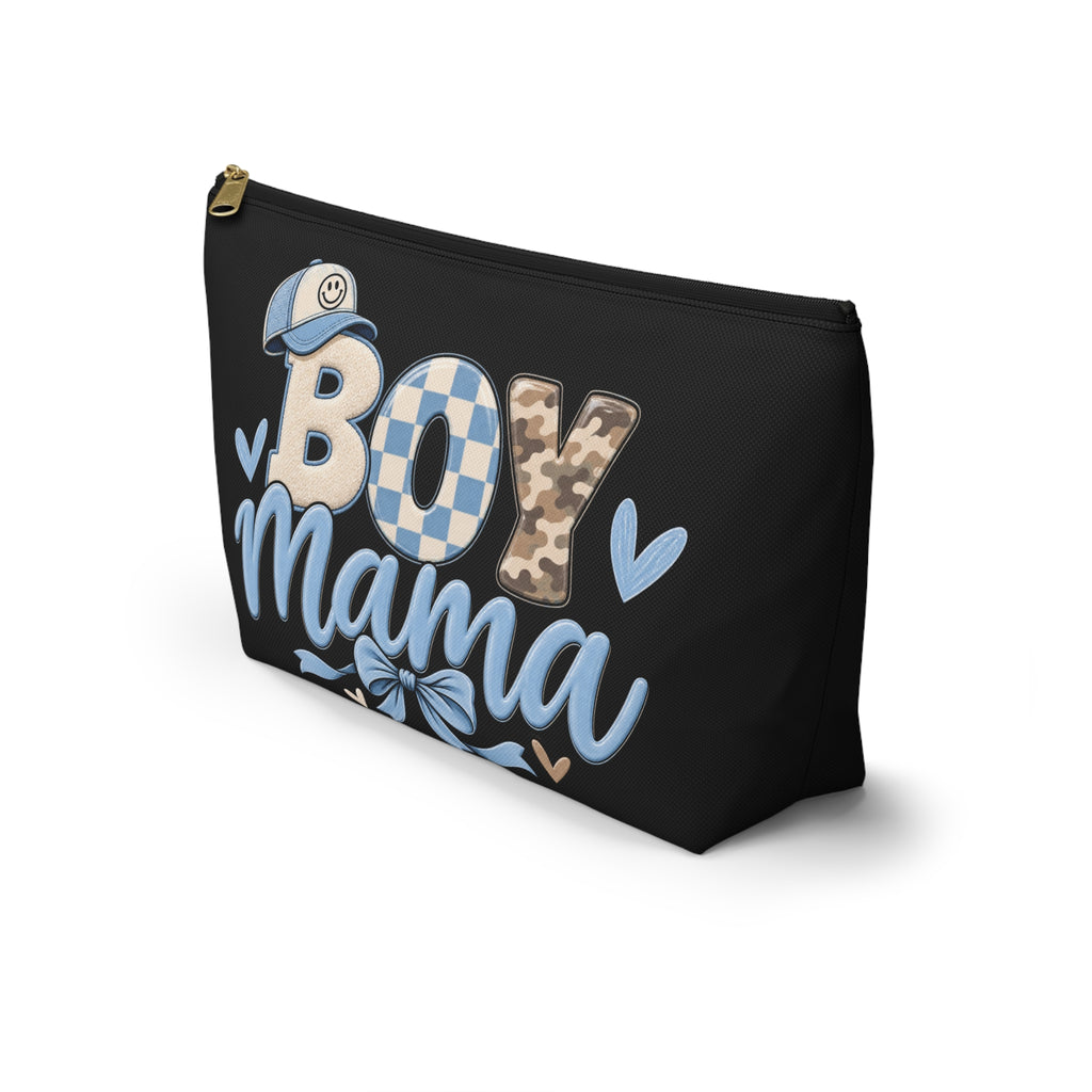 Boy Mama Floral Script Accessory Pouch