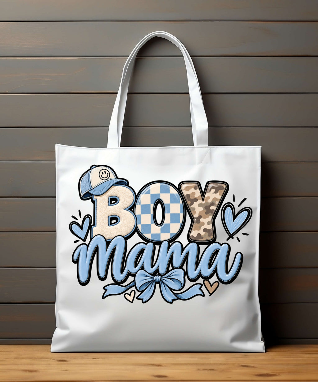 Boy Mama Graphic Organic Canvas Tote Bag