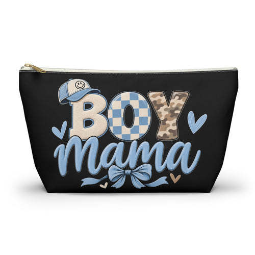 Boy Mama Floral Script Accessory Pouch