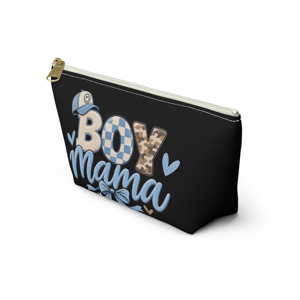 Boy Mama Floral Script Accessory Pouch