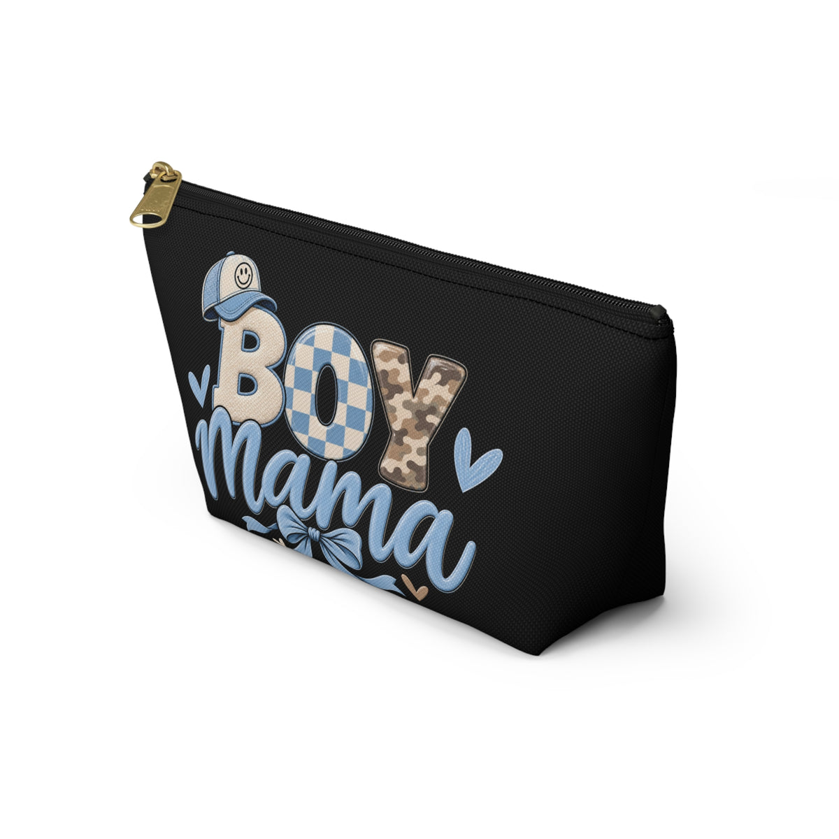Boy Mama Floral Script Accessory Pouch